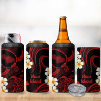 Hawaii Maui Islands Pacific Plumeria 4 in 1 Can Cooler Tumbler Red Polynesian Tattoo