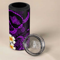 Hawaii Oahu Islands Pacific Plumeria 4 in 1 Can Cooler Tumbler Purple Polynesian Tattoo