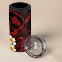 Hawaii Oahu Islands Pacific Plumeria 4 in 1 Can Cooler Tumbler Red Polynesian Tattoo