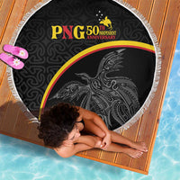 Papua New Guinea 50th Independence Day Beach Blanket Simple Oro Tapa Pattern - Polynesian Pride