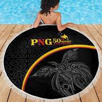 Papua New Guinea 50th Independence Day Beach Blanket Simple Oro Tapa Pattern - Polynesian Pride