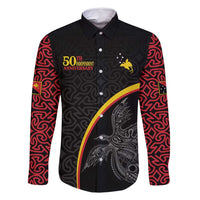 Papua New Guinea 50th Independence Day Family Matching Long Sleeve Bodycon Dress and Hawaiian Shirt Simple Oro Tapa Pattern - Polynesian Pride