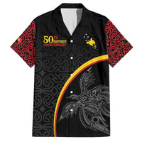 Papua New Guinea 50th Independence Day Family Matching Off The Shoulder Long Sleeve Dress and Hawaiian Shirt Simple Oro Tapa Pattern - Polynesian Pride