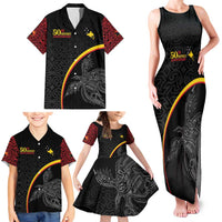 Papua New Guinea 50th Independence Day Family Matching Tank Maxi Dress and Hawaiian Shirt Simple Oro Tapa Pattern - Polynesian Pride