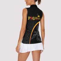 Papua New Guinea 50th Independence Day Women Sleeveless Polo Shirt Simple Oro Tapa Pattern - Polynesian Pride