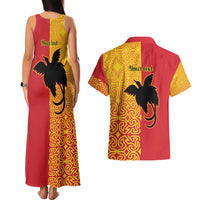 Papua New Guinea Oro Tapa Personalised Couples Matching Tank Maxi Dress and Hawaiian Shirt Simple Bird of Paradise Style - Polynesian Pride
