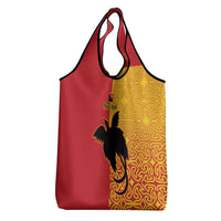Papua New Guinea Oro Tapa Personalised Grocery Bag Simple Bird of Paradise Style - Polynesian Pride