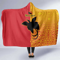 Papua New Guinea Oro Tapa Personalised Hooded Blanket Simple Bird of Paradise Style - Polynesian Pride