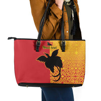 Papua New Guinea Oro Tapa Personalised Leather Tote Bag Simple Bird of Paradise Style LT9 - Polynesian Pride