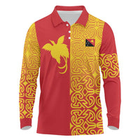Papua New Guinea Oro Tapa Personalised Long Sleeve Polo Shirt Simple Bird of Paradise Style - Polynesian Pride