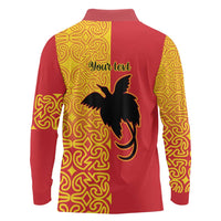 Papua New Guinea Oro Tapa Personalised Long Sleeve Polo Shirt Simple Bird of Paradise Style - Polynesian Pride