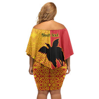 Papua New Guinea Oro Tapa Personalised Off Shoulder Short Dress Simple Bird of Paradise Style - Polynesian Pride