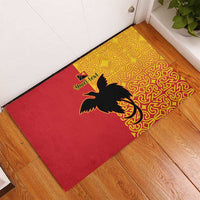 Papua New Guinea Oro Tapa Personalised Rubber Doormat Simple Bird of Paradise Style - Polynesian Pride