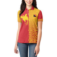 Papua New Guinea Oro Tapa Personalised Women Polo Shirt Simple Bird of Paradise Style - Polynesian Pride