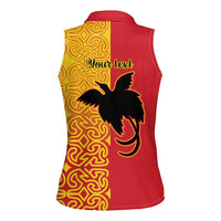 Papua New Guinea Oro Tapa Personalised Women Sleeveless Polo Shirt Simple Bird of Paradise Style - Polynesian Pride