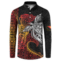 Papua New Guinea Sepik Personalised Button Sweatshirt PNG Bird of Paradise Tattoo - Polynesian Pride