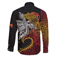 Papua New Guinea Sepik Personalised Family Matching Long Sleeve Bodycon Dress and Hawaiian Shirt PNG Bird of Paradise Tattoo - Polynesian Pride