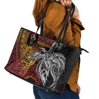 Papua New Guinea Sepik Personalised Leather Tote Bag PNG Bird of Paradise Tattoo LT9 - Polynesian Pride