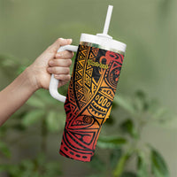 Papua New Guinea Sepik Personalised Tumbler With Handle PNG Bird of Paradise Tattoo - Polynesian Pride
