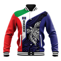 Personalised PNG Bougainville Baseball Jacket Bird of Paradise Tattoo Flag Motif - Polynesian Pride