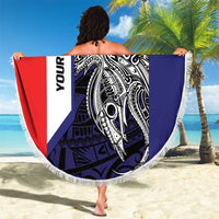 Personalised PNG Bougainville Beach Blanket Bird of Paradise Tattoo Flag Motif - Polynesian Pride