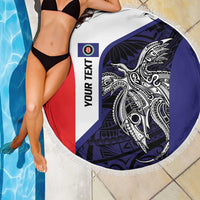 Personalised PNG Bougainville Beach Blanket Bird of Paradise Tattoo Flag Motif - Polynesian Pride