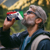 Personalised PNG Bougainville 4 in 1 Can Cooler Tumbler Bird of Paradise Tattoo Flag Motif - Polynesian Pride