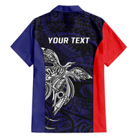 Personalised PNG Bougainville Family Matching Short Sleeve Bodycon Dress and Hawaiian Shirt Bird of Paradise Tattoo Flag Motif - Polynesian Pride