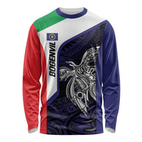 Personalised PNG Bougainville Long Sleeve Shirt Bird of Paradise Tattoo Flag Motif - Polynesian Pride