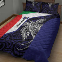 Personalised PNG Bougainville Quilt Bed Set Bird of Paradise Tattoo Flag Motif - Polynesian Pride