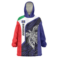 Personalised PNG Bougainville Wearable Blanket Hoodie Bird of Paradise Tattoo Flag Motif - Polynesian Pride