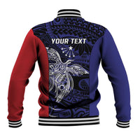 Personalised PNG Central Province Baseball Jacket Bird of Paradise Tattoo Flag Motif - Polynesian Pride