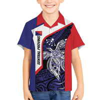 Personalised PNG Central Province Family Matching Long Sleeve Bodycon Dress and Hawaiian Shirt Bird of Paradise Tattoo Flag Motif - Polynesian Pride