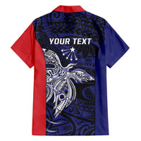 Personalised PNG Central Province Family Matching Off Shoulder Short Dress and Hawaiian Shirt Bird of Paradise Tattoo Flag Motif - Polynesian Pride