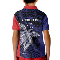 Personalised PNG Central Province Kid Polo Shirt Bird of Paradise Tattoo Flag Motif - Polynesian Pride
