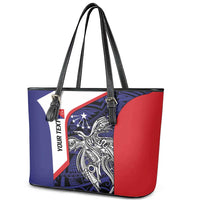 Personalised PNG Central Province Leather Tote Bag Bird of Paradise Tattoo Flag Motif LT9 - Polynesian Pride