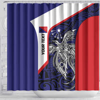 Personalised PNG Central Province Shower Curtain Bird of Paradise Tattoo Flag Motif - Polynesian Pride