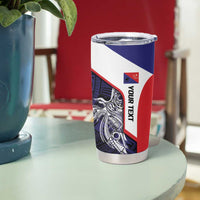 Personalised PNG Central Province Tumbler Cup Bird of Paradise Tattoo Flag Motif - Polynesian Pride