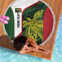 Personalised PNG Chimbu Province Beach Blanket Bird of Paradise Tattoo Flag Motif - Polynesian Pride