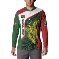 Personalised PNG Chimbu Province Button Sweatshirt Bird of Paradise Tattoo Flag Motif - Polynesian Pride