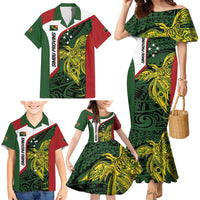 Personalised PNG Chimbu Province Family Matching Mermaid Dress and Hawaiian Shirt Bird of Paradise Tattoo Flag Motif - Polynesian Pride