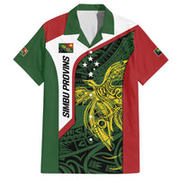 Personalised PNG Chimbu Province Family Matching Off The Shoulder Long Sleeve Dress and Hawaiian Shirt Bird of Paradise Tattoo Flag Motif - Polynesian Pride