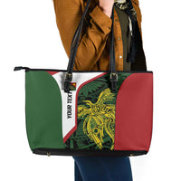Personalised PNG Chimbu Province Leather Tote Bag Bird of Paradise Tattoo Flag Motif LT9 - Polynesian Pride