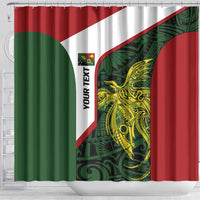 Personalised PNG Chimbu Province Shower Curtain Bird of Paradise Tattoo Flag Motif - Polynesian Pride