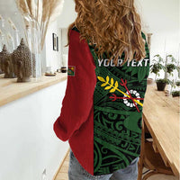 Personalised PNG Chimbu Province Women Casual Shirt Bird of Paradise Tattoo Flag Motif LT9 - Polynesian Pride