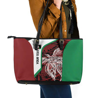 Personalised PNG East New Britain Province Leather Tote Bag Bird of Paradise Tattoo Flag Motif LT9 - Polynesian Pride