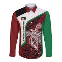 Personalised PNG East New Britain Province Long Sleeve Button Shirt Bird of Paradise Tattoo Flag Motif - Polynesian Pride
