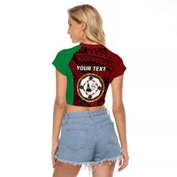 Personalised PNG East New Britain Province Raglan Cropped T Shirt Bird of Paradise Tattoo Flag Motif - Polynesian Pride