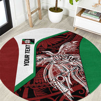 Personalised PNG East New Britain Province Round Carpet Bird of Paradise Tattoo Flag Motif - Polynesian Pride