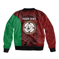 Personalised PNG East New Britain Province Sleeve Zip Bomber Jacket Bird of Paradise Tattoo Flag Motif LT9 - Polynesian Pride